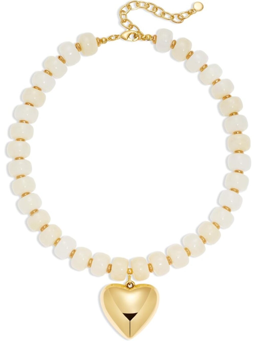 Chunky Heart Necklaces for Women Colorful Resin Beaded Choker Necklace Gold Puff